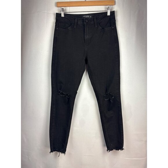 Just Black Denim Black Distressed Skinny Jeans Size 27 Rayon Blend - Picture 1 of 4